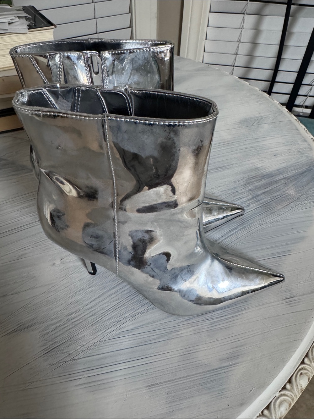 INC International Concepts Metallic Silver Pointed-Ankle Boots